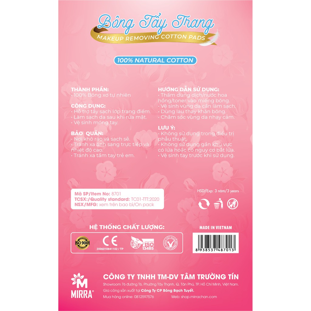 BÔNG TẨY TRANG MIRRA HẠT MASSAGE (MIẾNG TRÒN,GÓI 300GAM) | BigBuy360 - bigbuy360.vn