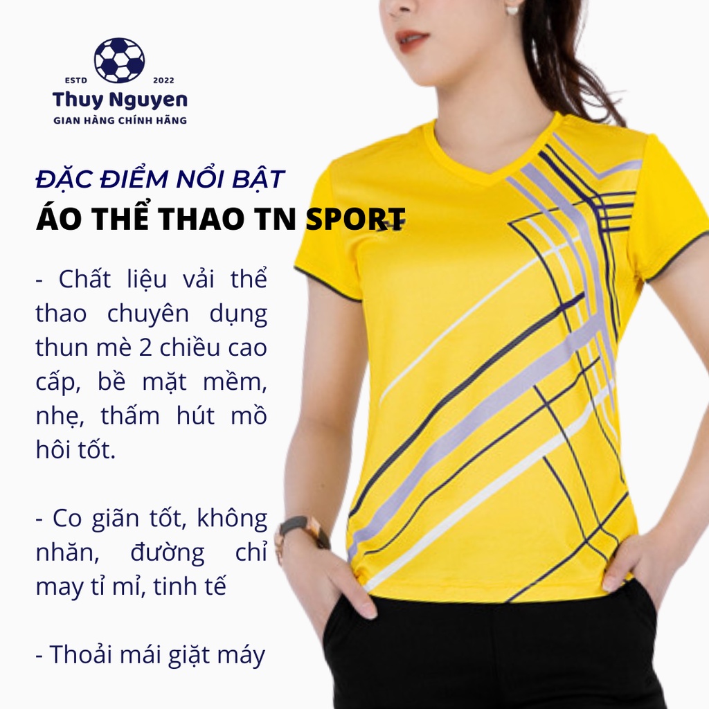Áo thể thao cổ tim nữ chính hãng chất liệu vải chuyên dụng nhẹ xốp thoáng co giãn tốt TN012