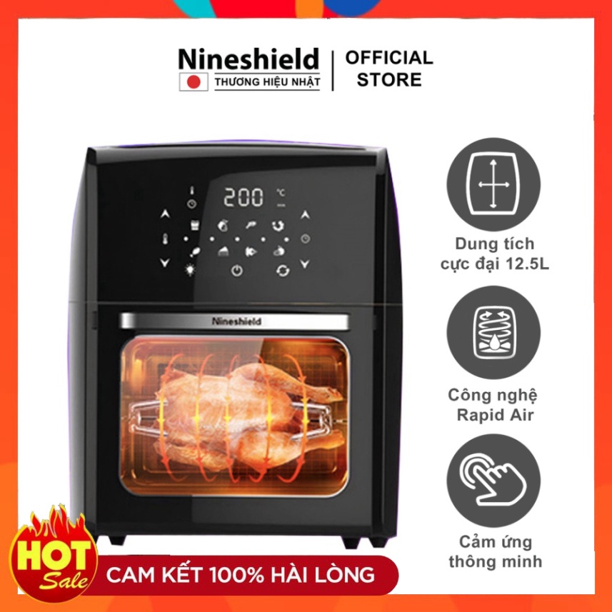 Nồi chiên không dầu Nineshield KB-1200, công suất 1800W dung tích lớn 12L chiên nướng đa năng tiện lợi