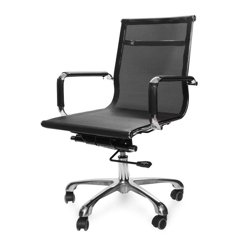 Ghế làm việc lưng thấp chân xoay, bọc sợi lưới cao cấp, chịu tải 100kg, chắc chắn và bền đẹp, công thái học AMA-20130-M6