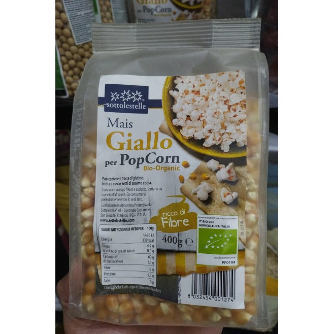 Ngô vàng nổ bỏng hữu cơ Sottolestelle 400g Organic PopCorn