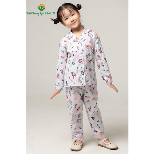 Bộ pijama cotton bé gái dài tay B70.1914 - Thời Trang Gia Đình VT