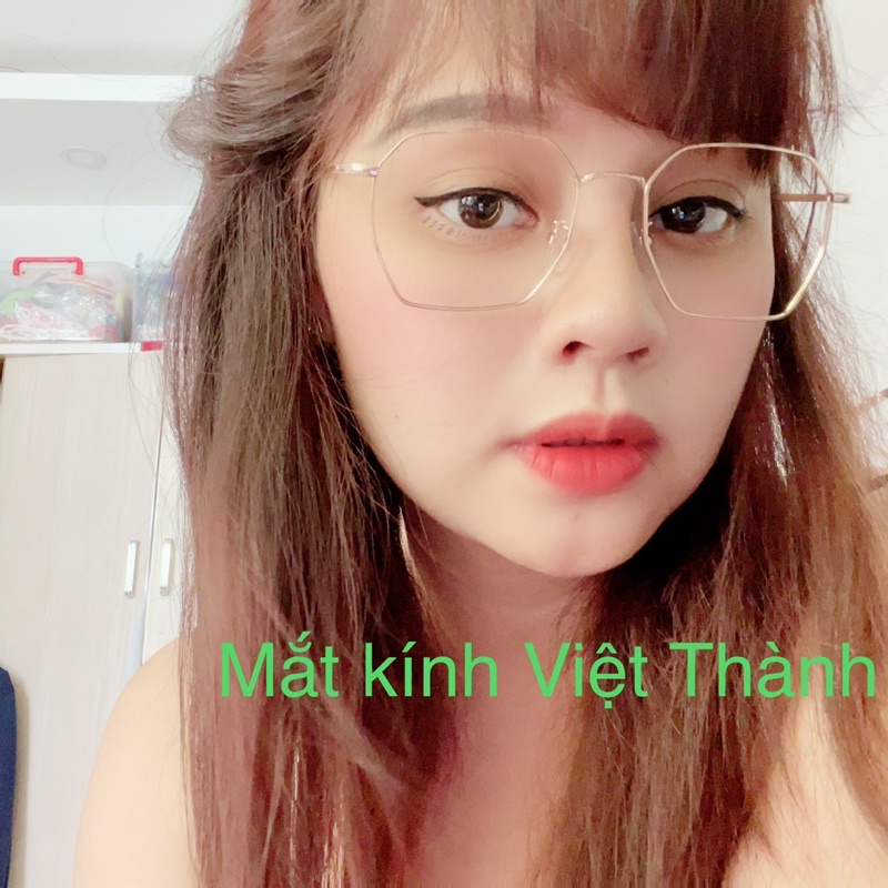 Gọng kính kim loại lục giác lớn lắp được cận LG10