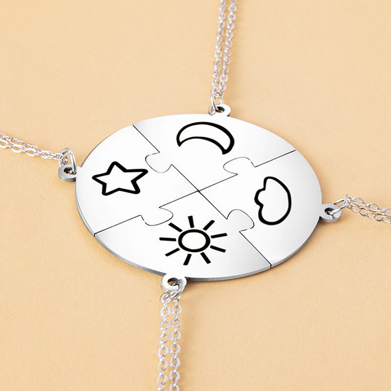 Bộ 4 vòng cổ Mặt Hình Mảnh Ghép Bằng Hợp Kim Thời Trang Cho Bạn Thân