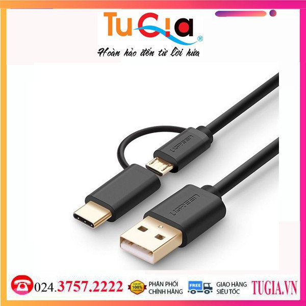 CÁP USB-A 2.0 SANG MICRO USB + USB-C UGREEN 30173