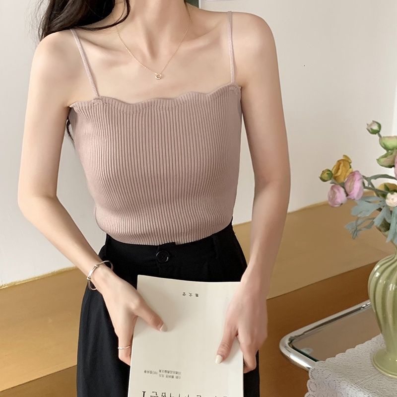 Áo Hai Dây Dệt Kim Phong Cách Retro Hàn Quốc