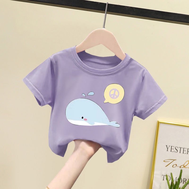 Áo Thun 100% Cotton Nguyên Chất Tay Ngắn Phong Cách Mới 2022 Cho Bé Gái