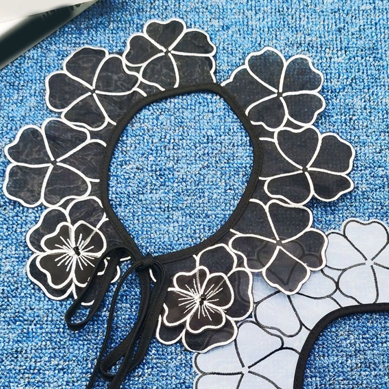 Cổ Áo Rời Nửa Cổ Phối Ren Hoa Có Thể Tháo Rời Cho Nữ