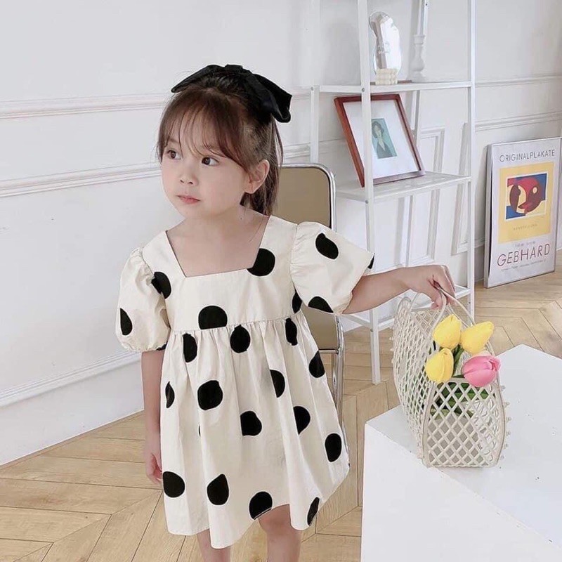 [FREESHIP]Váy chấm bi dáng xoè babydoll siêu xinh cho các bé diện đi học đi chơi - (Siêu Rẻ)