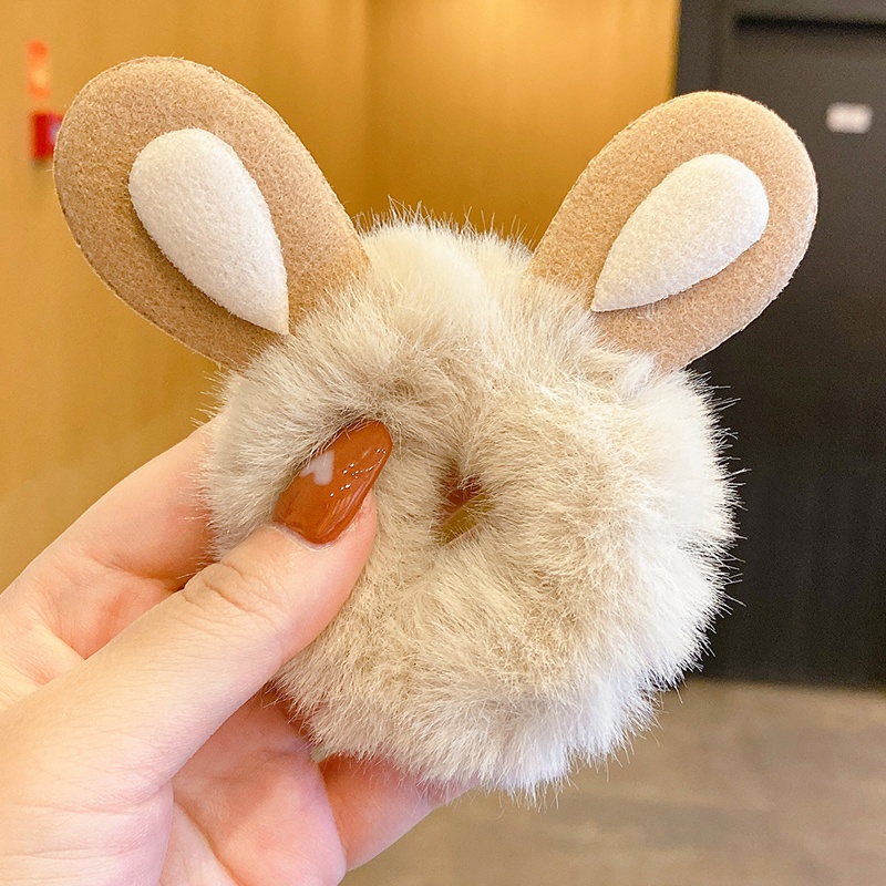 Băng Đô Cài Tóc Tai Thỏ Bằng Lông Mềm Mại Dễ Thương