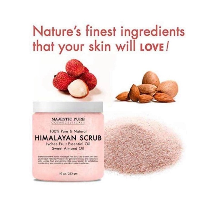 Muối tắm tẩy tế bào chết cho Body_Majestic Pure Himalayan Salt Body Scrub 10oz 283g Hàng Mỹ