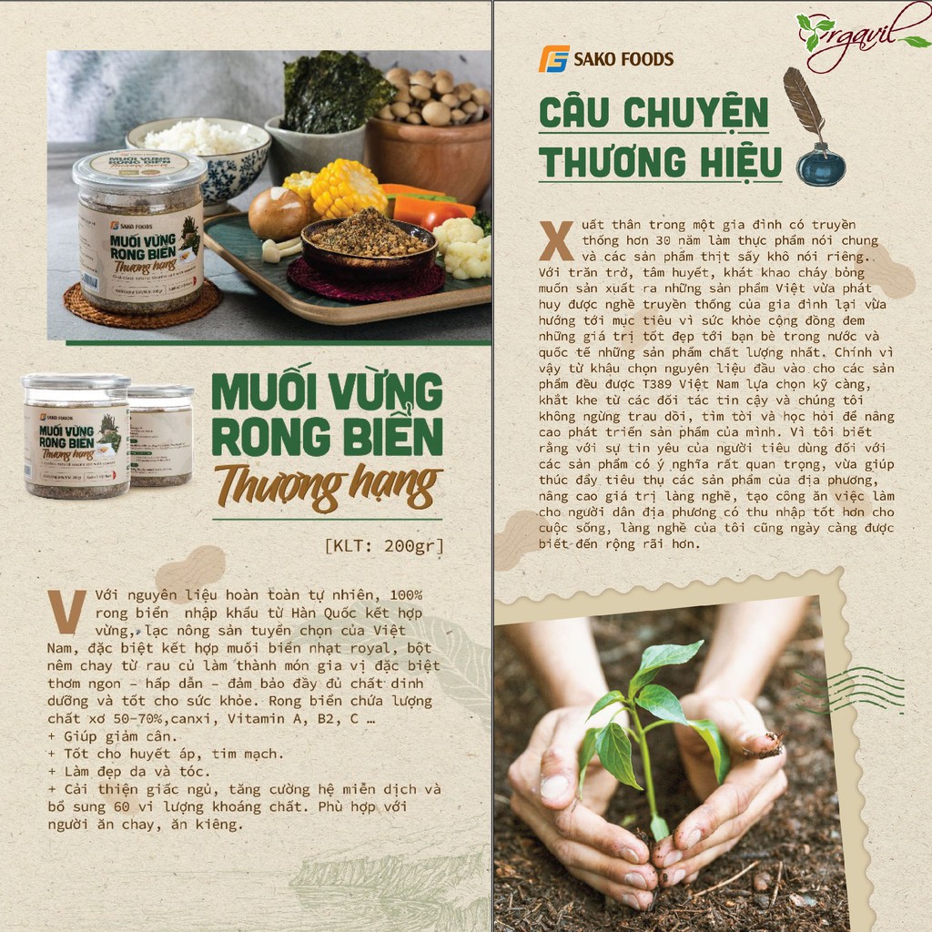 Muối Vừng Rong Biển Thượng Hạng - Chính Hãng Hộp 200g - Muối Vừng Ăn chay, Giảm Cân - Orgavil