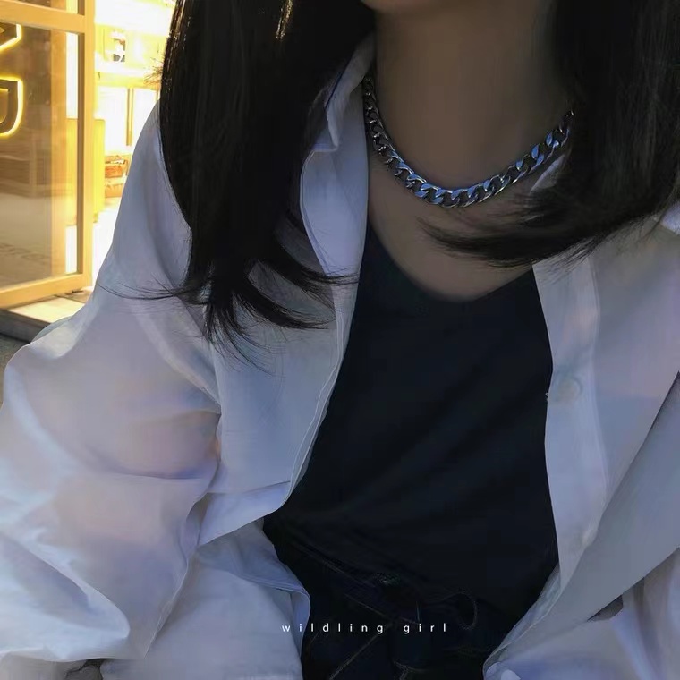 Vòng cổ bằng thép titan dày phong cách hiphop thời trang cá tính cho nữ