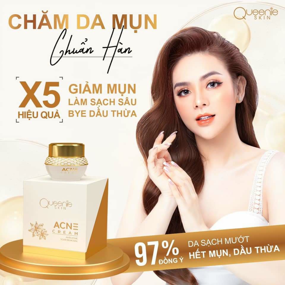 QUẾ HOA MỤN _ Kem chấm mụn đầu đen, mụn ẩn, giảm thâm mụn, dưỡng trắng đều màu da, se khít lỗ chân lông Queenie skin
