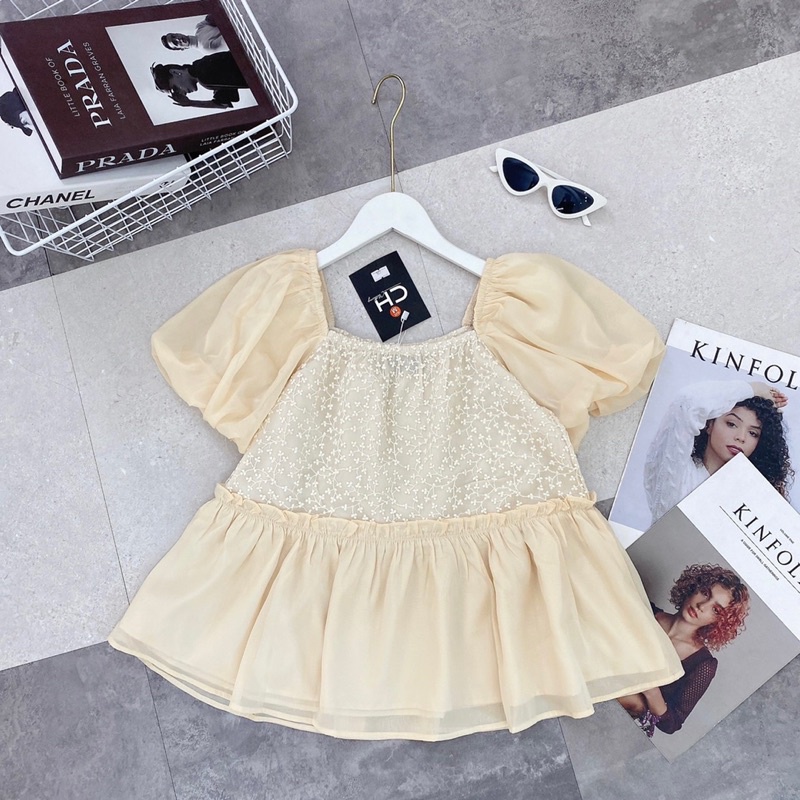 Bán sỉ áo kiểu tơ tay bồng