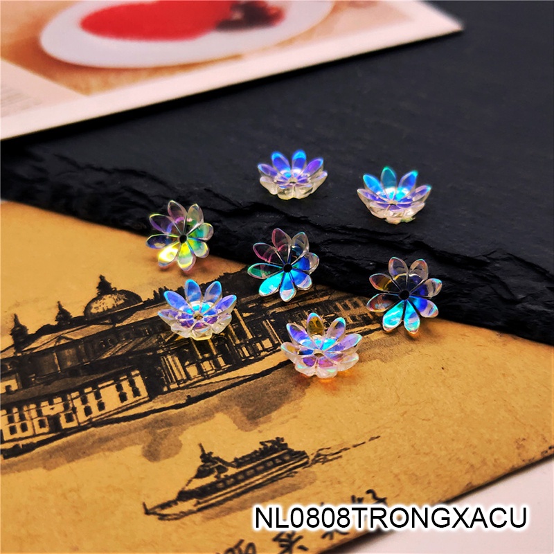 2 phiến hoa resin 8 cánh 10mm - nguyên liệu làm trâm