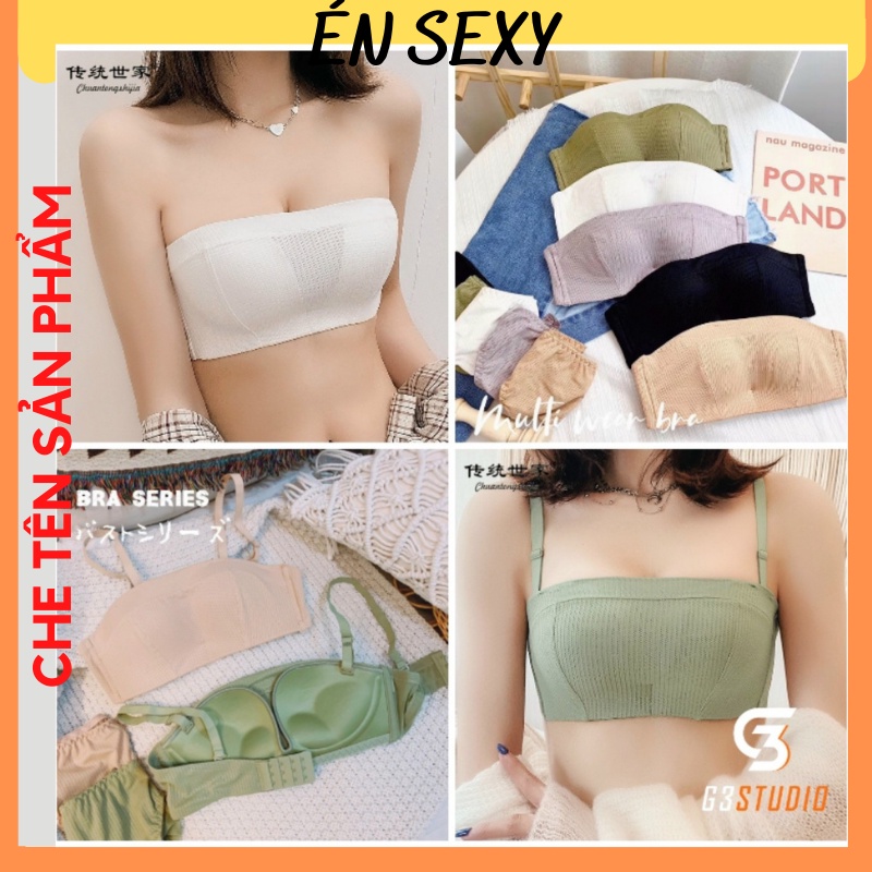 Áo lót bra không dây thun tăm-Aó ngực quây-áo chống tụt 2in 1 đệm vừa 2cm dễ mặc ( Én sexy)