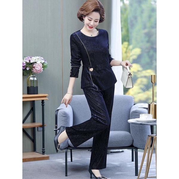 Set bộ đồ trung niên nữ cao cấp, kiểu dáng đơn điệu, sang trọng, trang nhã NV0962