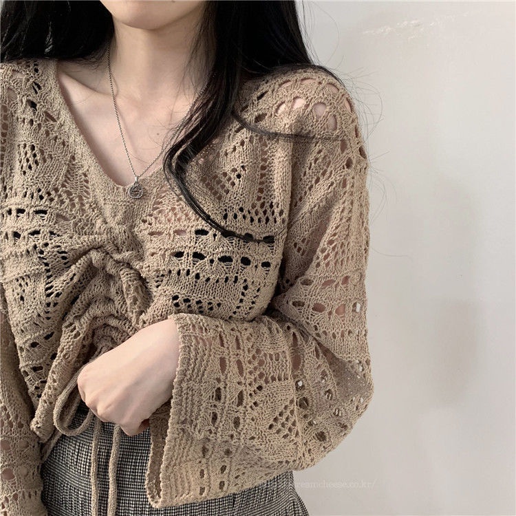Áo Sweater Dệt Kim Phong Cách Retro Hàn Quốc Xinh Xắn Cho Nữ