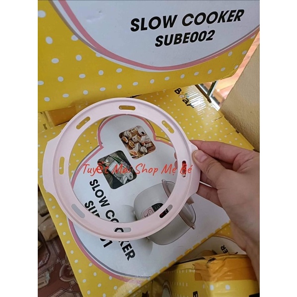 Nắp nhựa,xửng hấp,vành nhựa bộ nồi nấu cháo chậm bear 0.8l