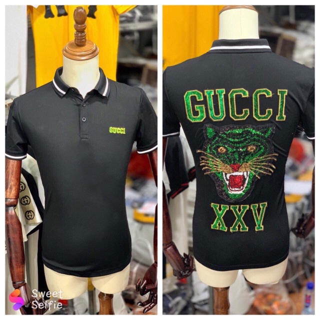 Áo polo nam [CC] mèo đính kim sa (2 màu) | BigBuy360 - bigbuy360.vn