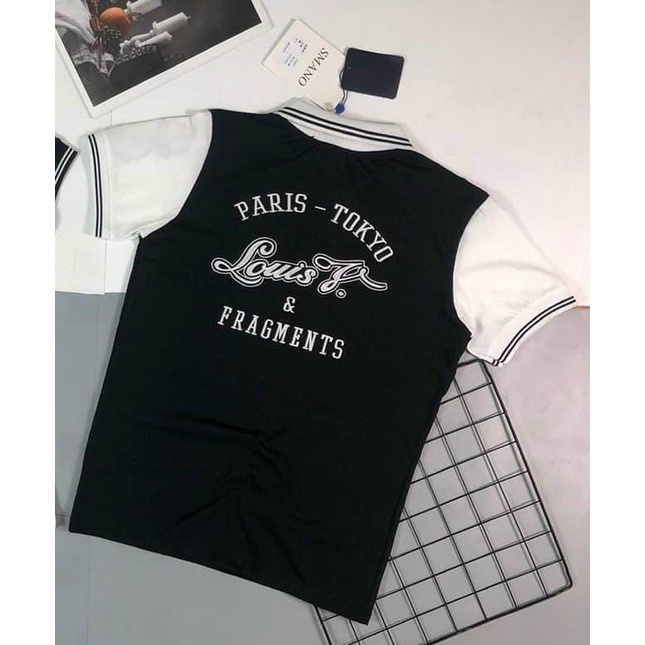 Áo thun polo nam tay ngắn cổ bẻ in họa tiết LOUIS chất vải cotton dày co dãn thấm hút mồ hôi