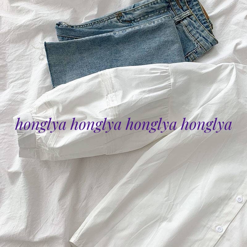 ảnh thật - Áo sơ mi chất cotton thô tay bồng tiểu thư