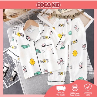 Đồ bộ ngủ COCA KID cao cấp - bộ ngủ chất đũi xước mềm mịn, thấm hút mồ hôi, co dãn cao cấp Cho Bé Từ 8-39kg