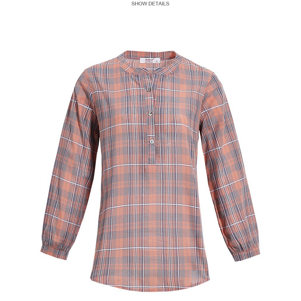 Áo sơ mi caro tay dài kích thước rộng phong cách phương tây dành cho nữ