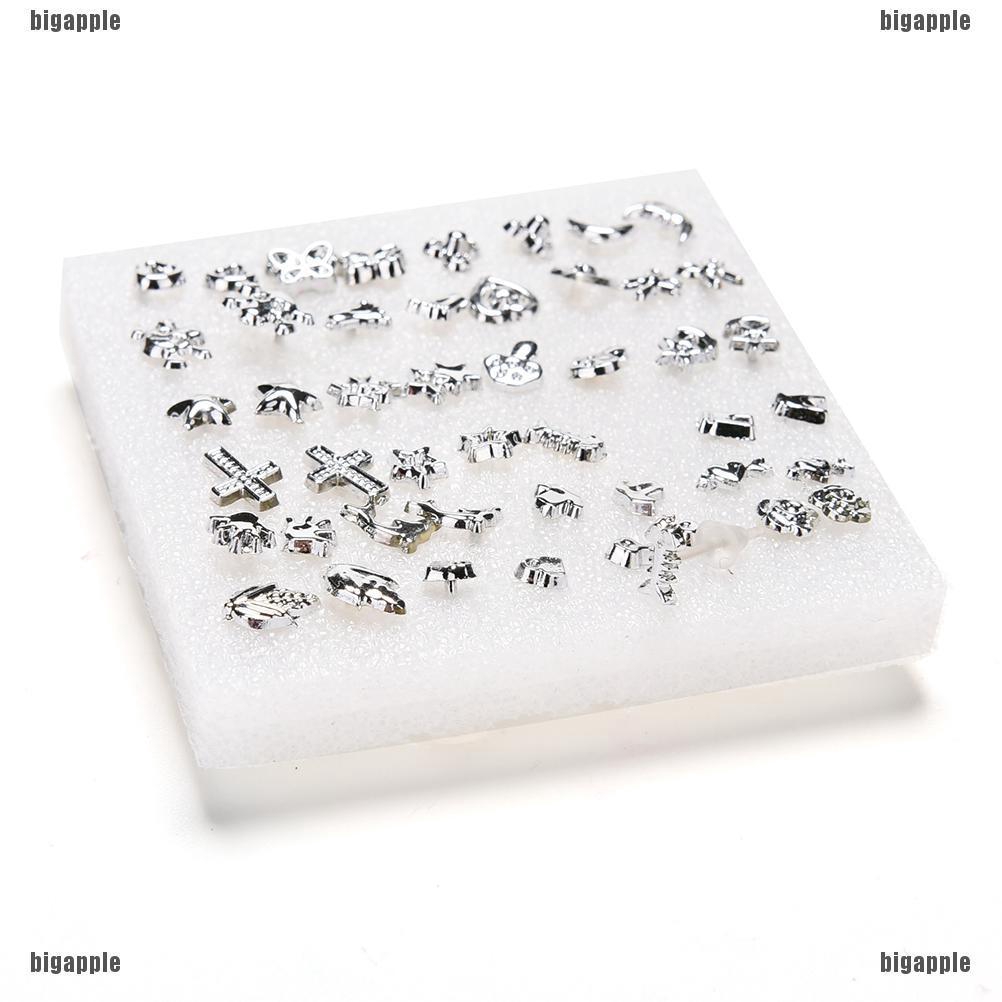 Set 24 đôi khuyên tai dạng xỏ mạ bạc hình dạng khác nhau thời trang dành cho nữ