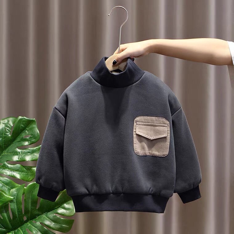 Áo sweater nhung dày giữ ấm mùa thu đông phong cách mới cho bé trai 2021