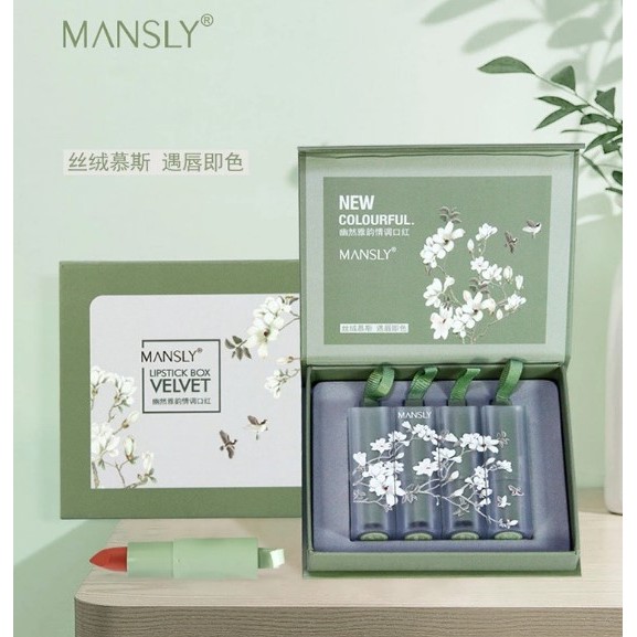 S014. Bộ SET 4 Son Nhung lỳ mẫu hoa MANSLY Flower Lipstick | BigBuy360 - bigbuy360.vn