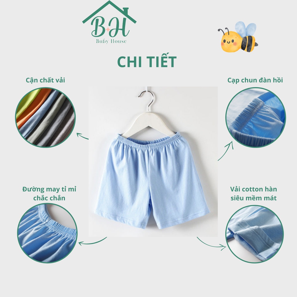 Quần đùi bé trai Buby House Q02, Quần short nam chất vải 100% cotton mềm mát đủ size cho bé từ 8 đến 22kg