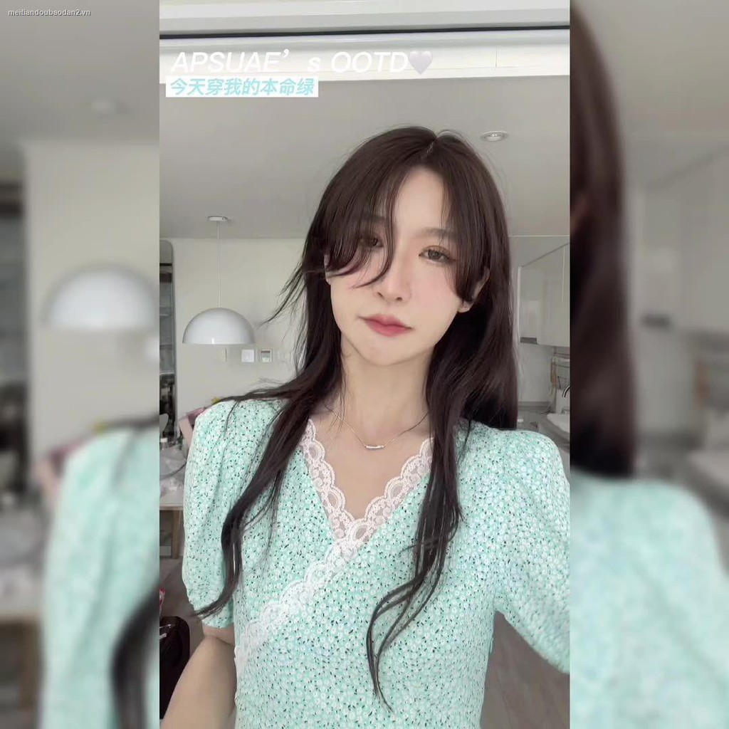 Đầm Hoa Cổ Chữ V Tay Ngắn Phối Bèo Thời Trang Mùa Hè Cho Nữ 2021 | BigBuy360 - bigbuy360.vn