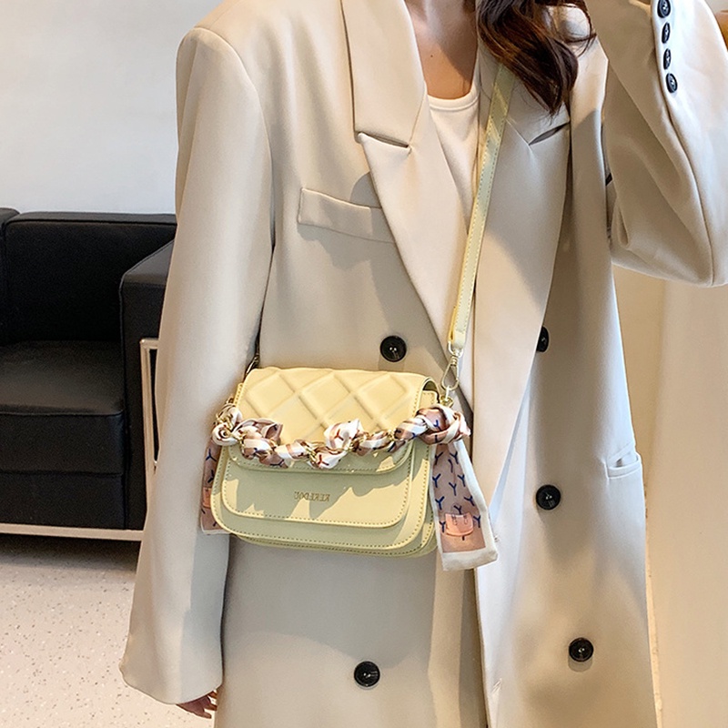 Túi đeo vai IELGY bằng PU phối dây xích cổ điển dễ phối đồ thời trang cho nữ