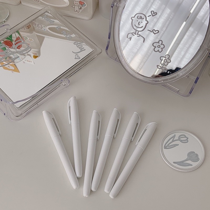 Bút dạ trắng, mực trắng trang trí, dùng để viết ghi chú, đánh dấu lên bề mặt gương, kính, có thể xoá được dễ dàng - D&Cc