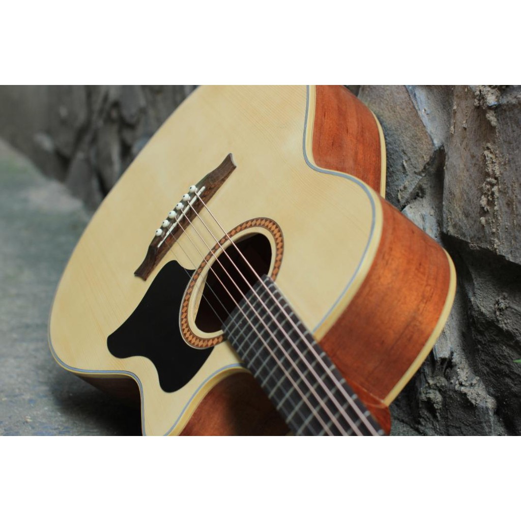 Đàn guitar acoustic giá rẻ, full gỗ thịt, có ty, khóa đúc mã ES140 màu sáng chính hãng S Việt
