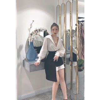 SET SƠMI FORM DÀI + CHÂN VÁY LỆCH TÀ