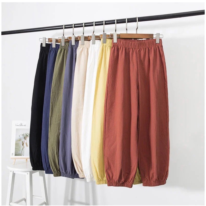 Quần boom jogger nữ trơn chất đũi bo chun Chichi QC01