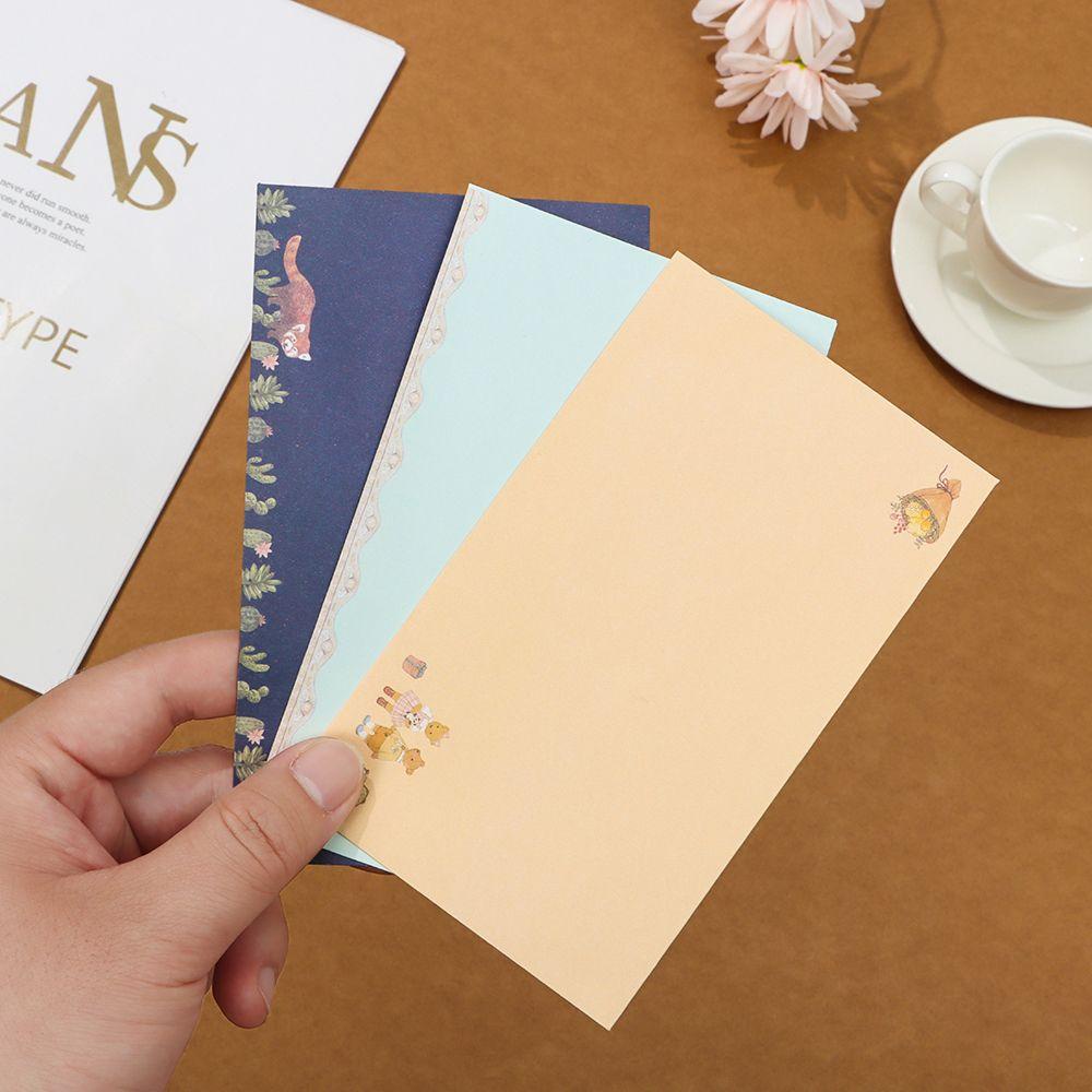Bộ 3 Bìa Thư In Họa Tiết Hoa / Động Vật Hoạt Hình Đáng Yêu