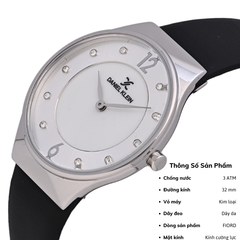 Đồng hồ nữ Daniel Klein Watch DK12059 mặt nhỏ đính đá, kính cứng chống xước, chống nước, dây thép đeo tay cao cấp