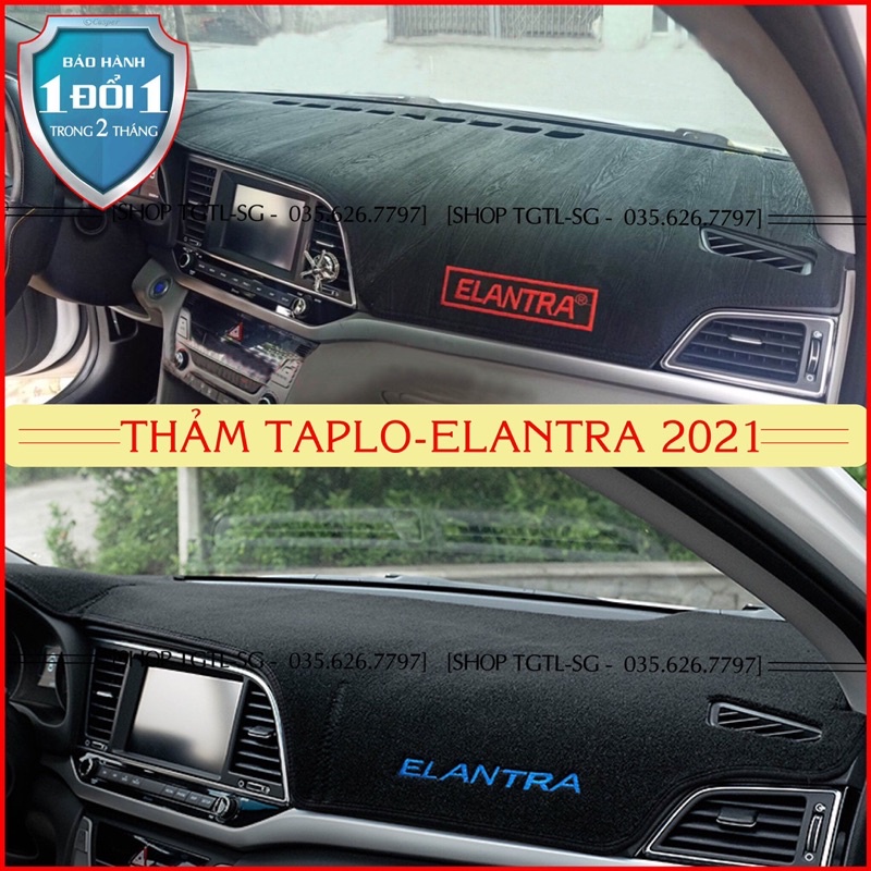 [Elantra-2016 đến 2021] Thảm Taplo oto loại da vân gỗ,da cacbon,da nỉ đen và nhung lông cừu dày 3 lớp