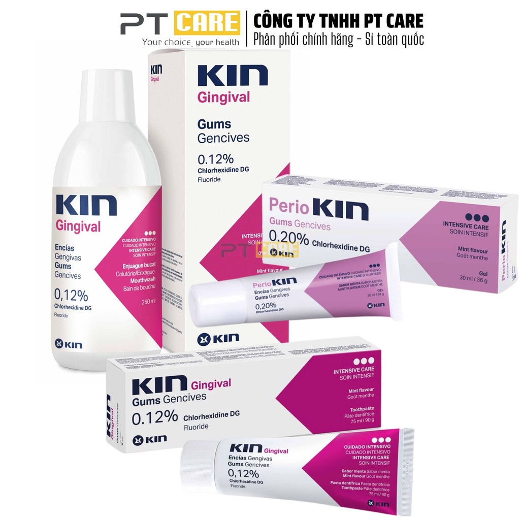 PT CARE | Combo Nước Súc Miệng Và Kem Đánh Răng Kin Gingival 250ml/75ml Ngăn Ngừa Viêm Nướu