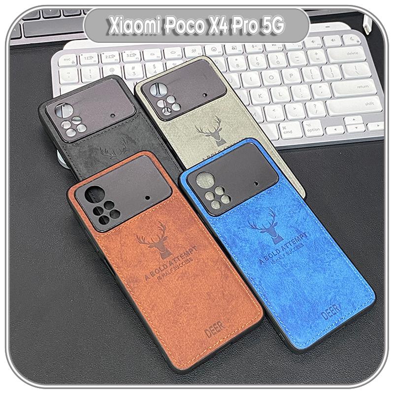 Ốp lưng cho Xiaomi Poco X4 Pro 5G giả da con hươu DEER
