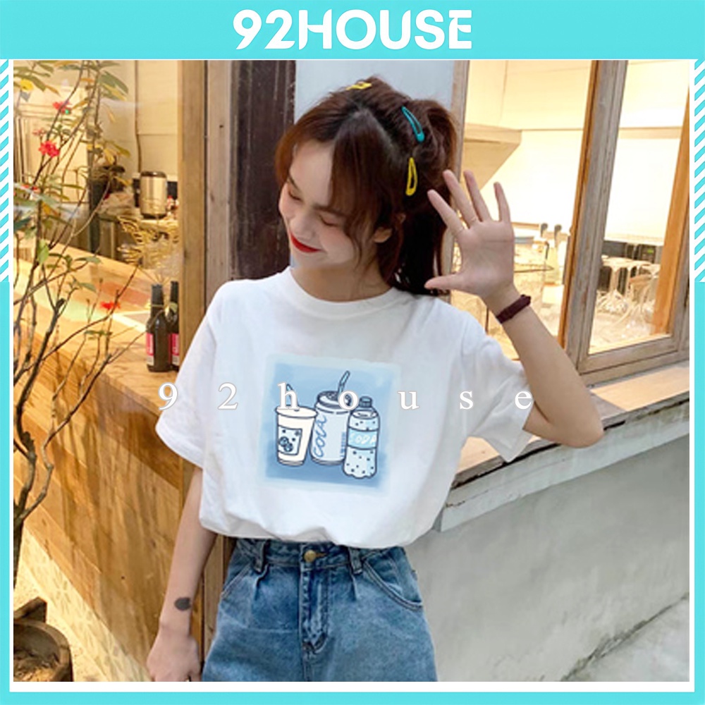 Áo thun tay lỡ form rộng unisex nước giải khát
