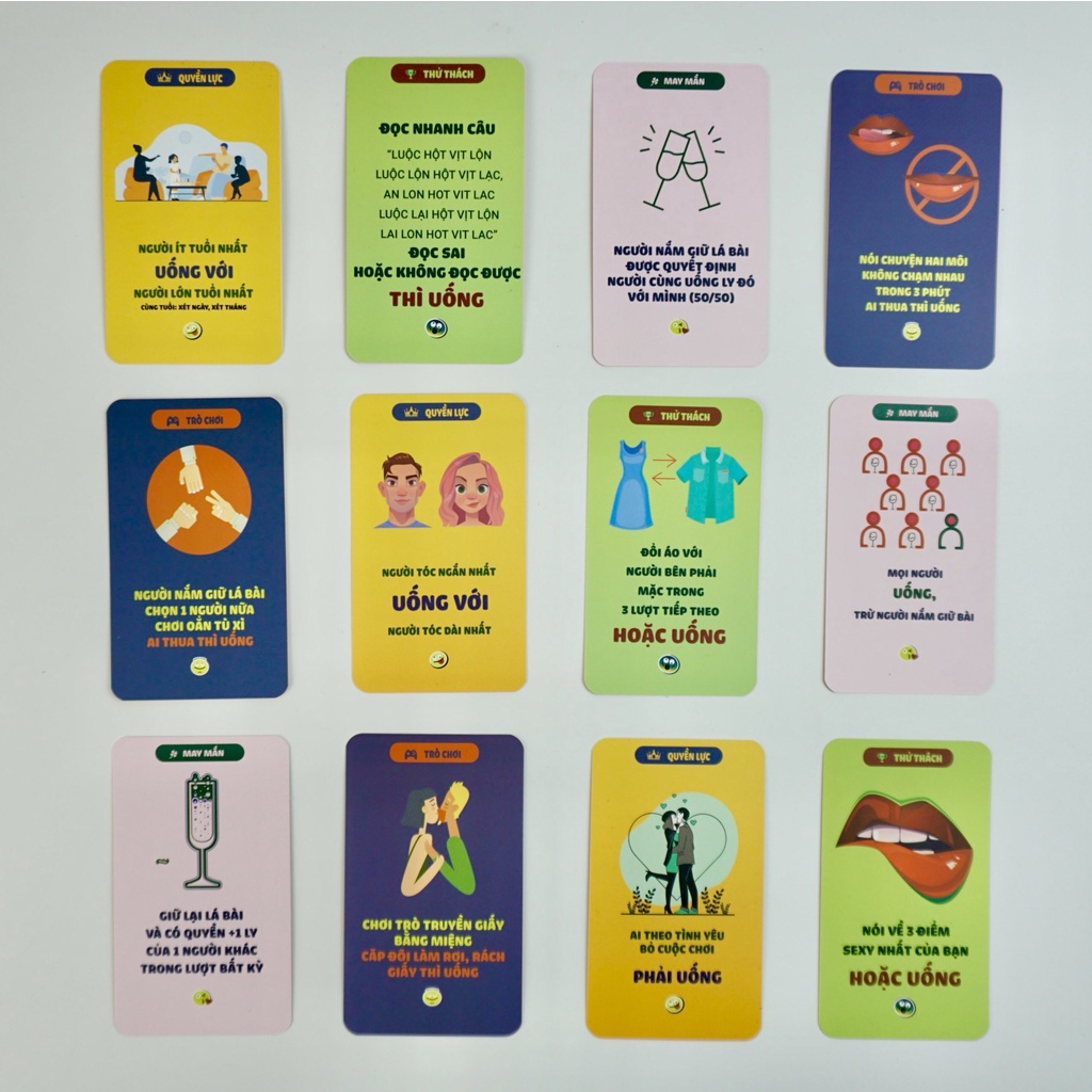 Bộ bài drinking game nốc out thẻ bài huệ uống thử thách cùng bạn bè cho nhóm cặp đôi 100 lá U Là Trời Chau anh toys
