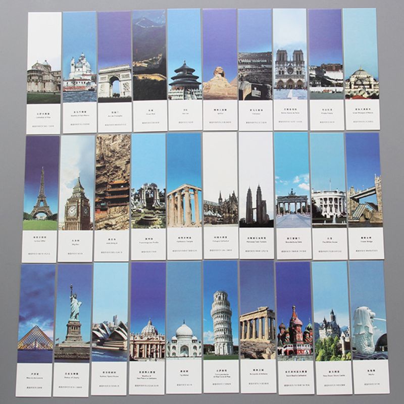Set 30 Thẻ Đánh Dấu Trang Sách Bằng Giấy Họa Tiết Vẽ Kiểu Trung Hoa Cổ Điển Sáng Tạo