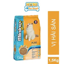 Thức ăn cho mèo Minino Yum hạt cho mèo mọi lứa tuổi gói 1.5 kg đồ ăn cho mèo vị cá hồi, hải sản thơm ngon - Huni Petshop