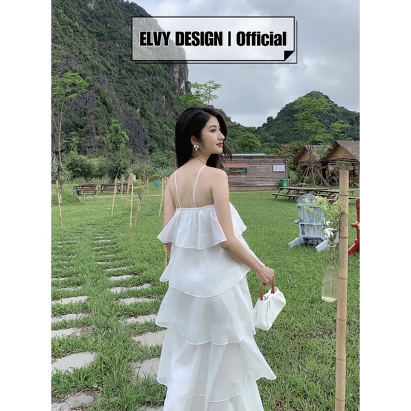 Váy maxi nhiều tầng cổ yếm ELVY DESIGN