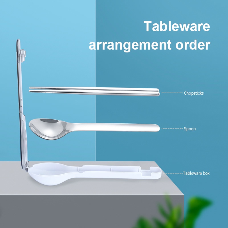 Bộ 2 dụng cụ ăn uống KATELV gồm muỗng và đũa bằng thép không gỉ 304 tiện dụng